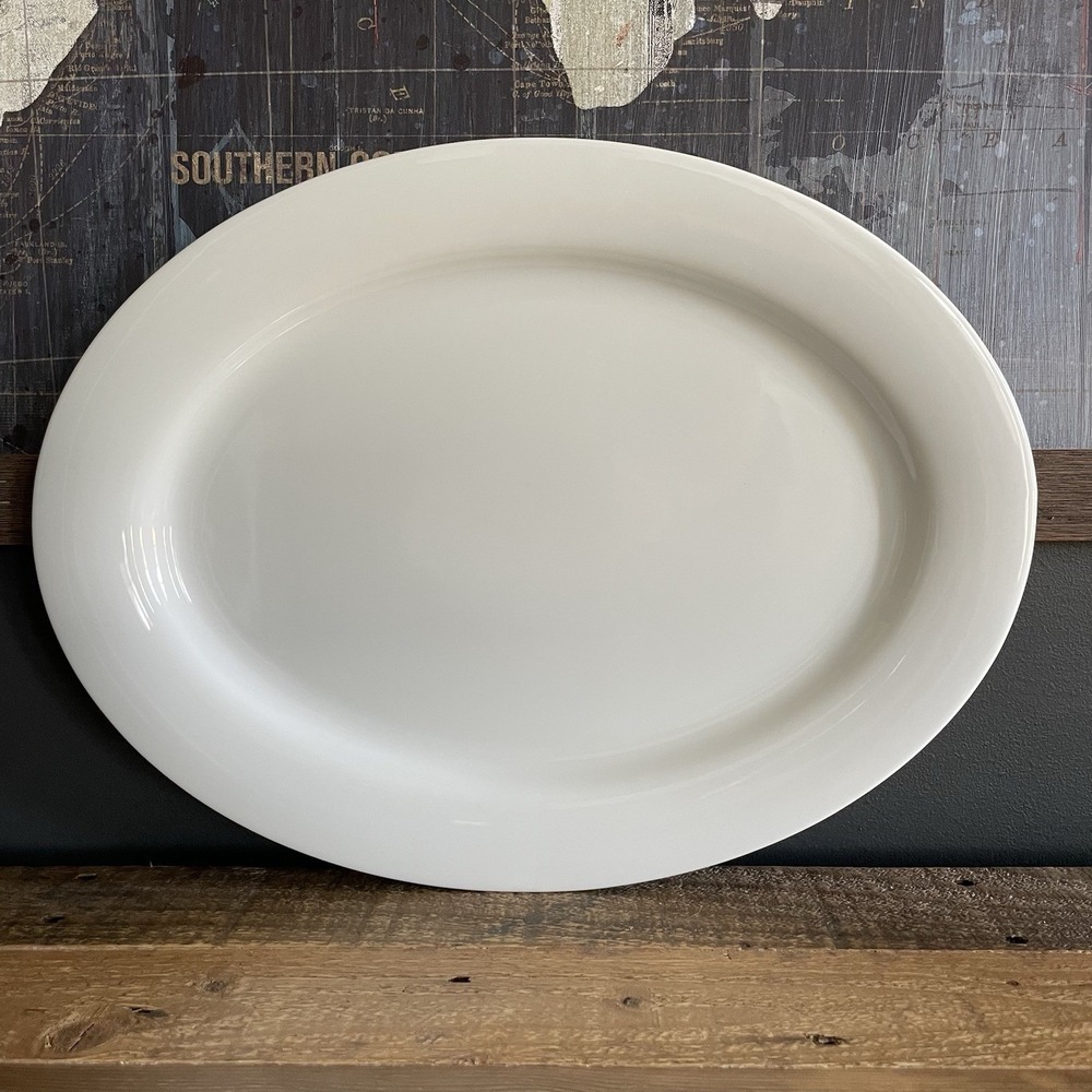 Huge VTG POTTERY BARN PB White Oval Serving Platter Classic Japan 16.75 x 12.75
